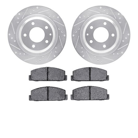 Dynamic Friction Co 7502-80019, Rotors-Drilled and Slotted-Silver with 5000 Advanced Brake Pads, Zinc Coated 7502-80019